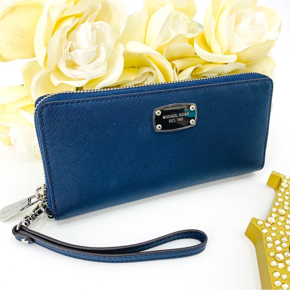 Michael Kors Jet Set Leather Floral Wallet - Picture 1 of 7